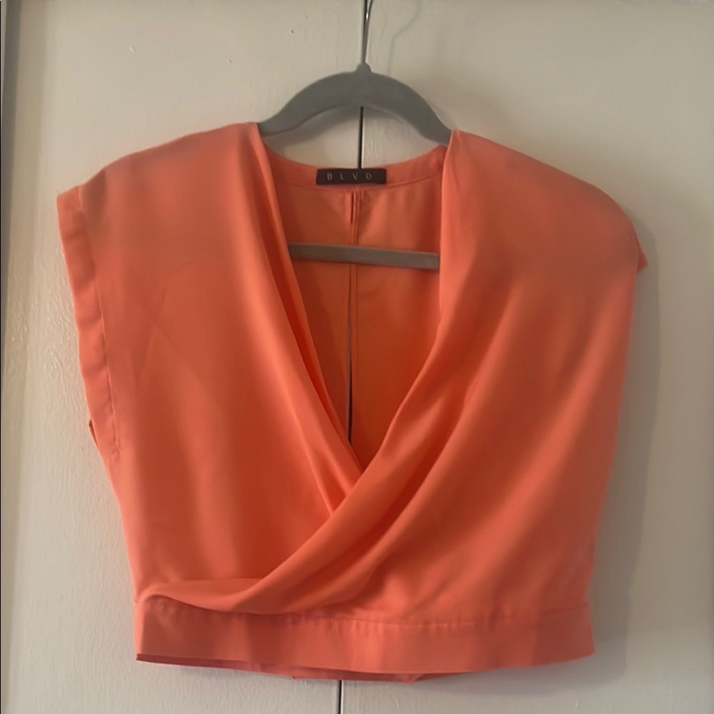 BLVD Women's Orange Wrap Top